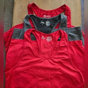 ZYIA Red and Gray Racerback 3 Tank Top Collection Size Medium